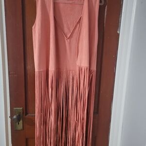 Unbrandwd Coral fringed vest Barbiecore Cowgirl